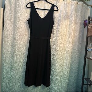Banana Republic Black Sheath Midi Dress V-Neck Sleeveless Cocktail Size L